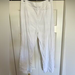 J. Crew White Linen Wide Leg Pants Size 12 Summer Coastal Chic